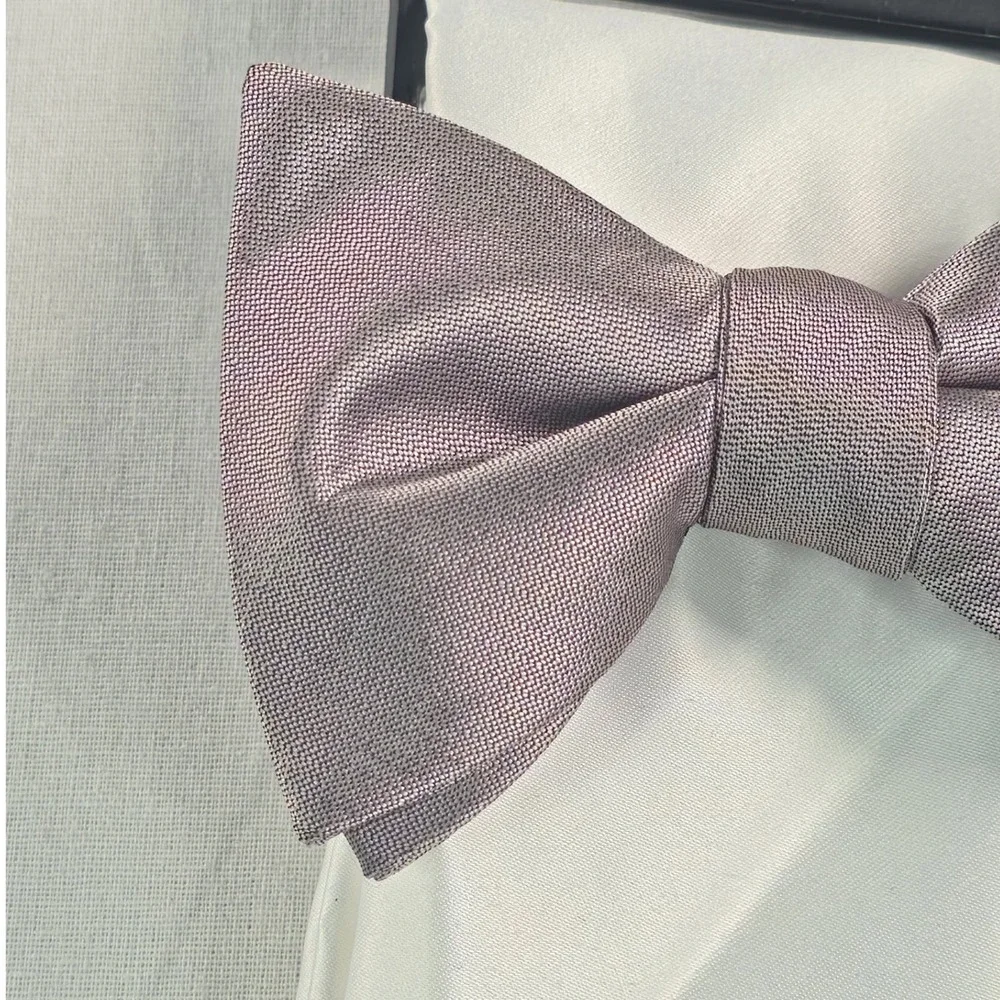 Alfani Men Bow Tie and Pocket Square Set OS Purple/White Textured Formal Necktie